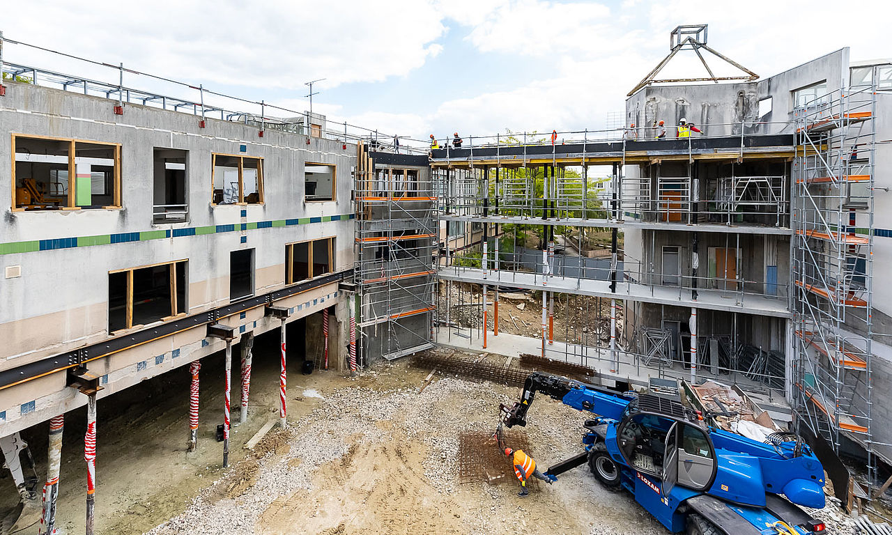 Sur le chantier de restructuration du lycée Jean Moulin à Torcy IDF
